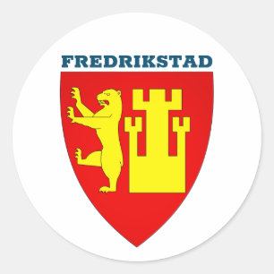 Pegatina Redonda Escudo de armas de Fredrikstad, Noruega