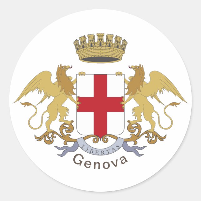 Pegatina Redonda Escudo de armas de Génova (Anverso)