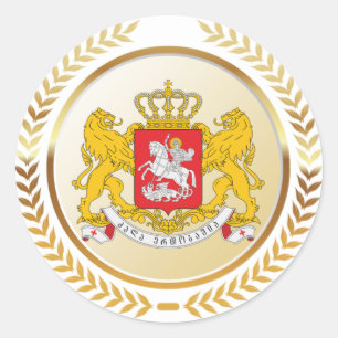 Pegatina Redonda Escudo De Armas De Georgia