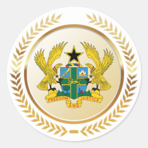 Pegatina Redonda Escudo de Armas de Ghana