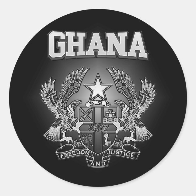 Pegatina Redonda Escudo de armas de Ghana (Anverso)