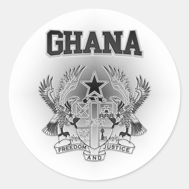 Pegatina Redonda Escudo de armas de Ghana (Anverso)