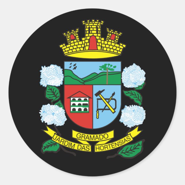 Pegatina Redonda Escudo de armas de Gramado, Río Grande del Sur (BR (Anverso)
