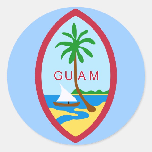 Pegatina Redonda Escudo de armas de Guam (Anverso)
