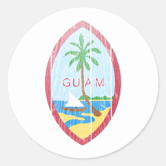 Pegatina Redonda Escudo De Armas De Guam (Anverso)