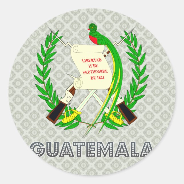 Pegatina Redonda Escudo de armas de Guatemala (Anverso)