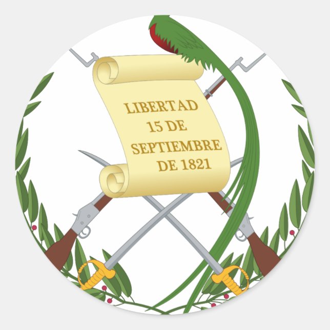 Pegatina Redonda Escudo de armas de Guatemala (Anverso)