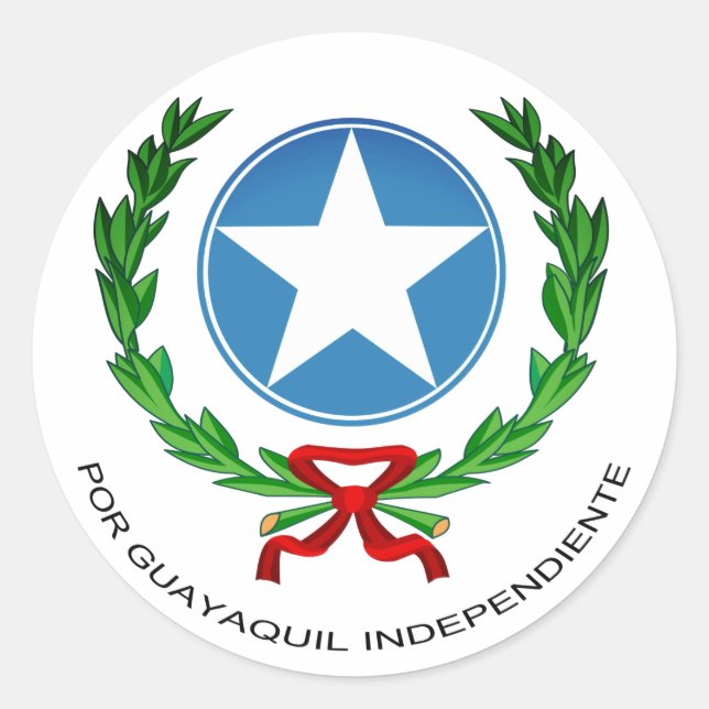 Pegatina Redonda Escudo de armas de Guayaquil (Anverso)