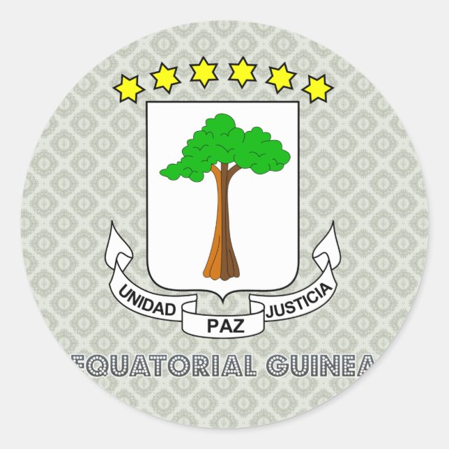 Pegatina Redonda Escudo de armas de Guinea Ecuatorial (Anverso)