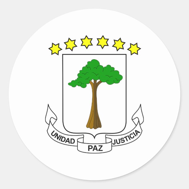 Pegatina Redonda Escudo de armas de Guinea Ecuatorial (Anverso)