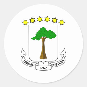 Pegatina Redonda Escudo de armas de Guinea Ecuatorial