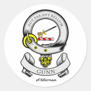 Pegatina Redonda Escudo de armas de GUNN