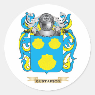 Pegatina Redonda Escudo de armas de Gustafson (escudo familiar)