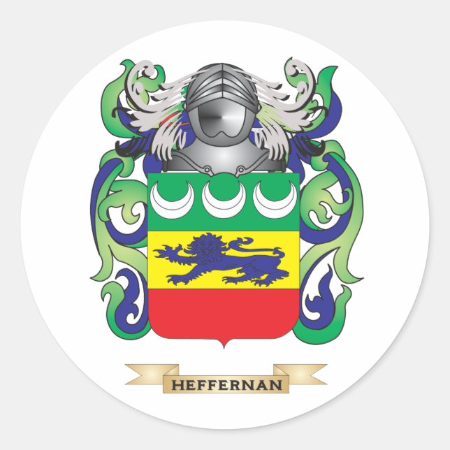 Pegatina Redonda Escudo de armas de Heffernan (escudo familiar) (Anverso)