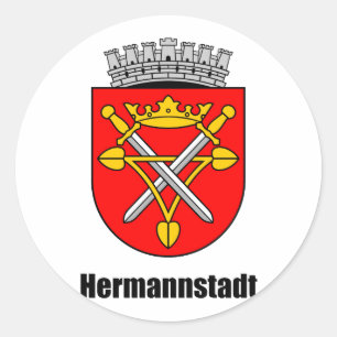 Pegatina Redonda Escudo de armas de Hermannstadt
