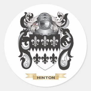 Pegatina Redonda Escudo de armas de Hinton (escudo familiar)