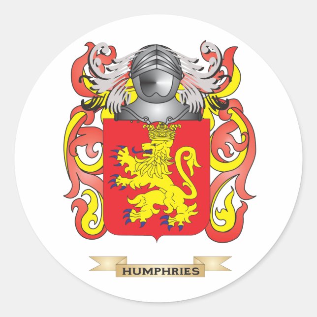 Pegatina Redonda Escudo de armas de Humphries (escudo de la (Anverso)