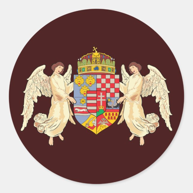 Pegatina Redonda Escudo De Armas De Hungría (Anverso)