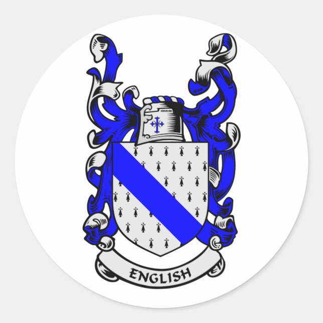 Pegatina Redonda Escudo de armas de INGLÉS (Anverso)