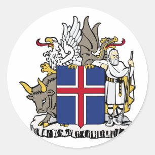 Pegatina Redonda Escudo De Armas De Islandia