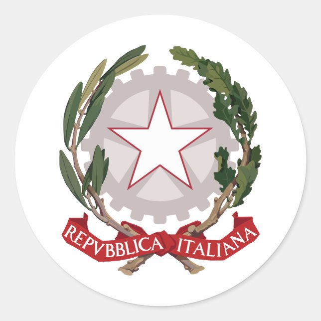 Pegatina Redonda Escudo De Armas De Italia (Anverso)