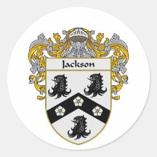 Pegatina Redonda Escudo de armas de Jackson (Mantled)