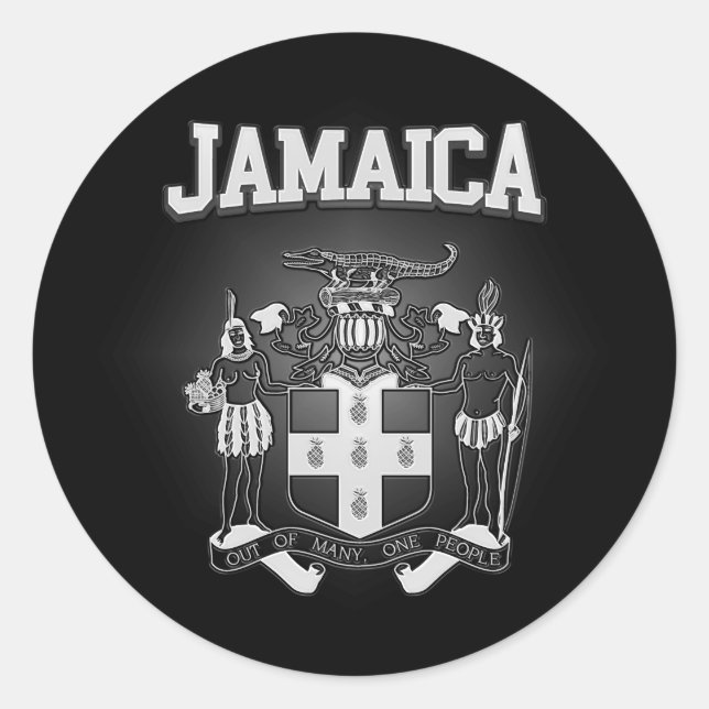 Pegatina Redonda Escudo de armas de Jamaica (Anverso)