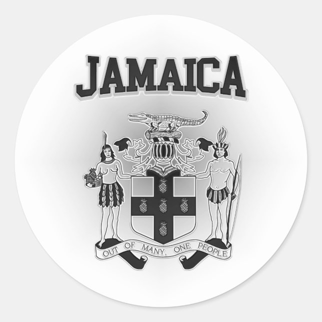 Pegatina Redonda Escudo de armas de Jamaica (Anverso)