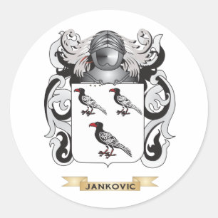 Pegatina Redonda Escudo de armas de Jankovic (escudo familiar)