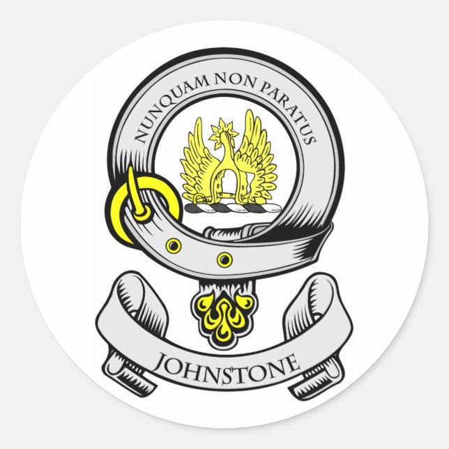 Pegatina Redonda Escudo de armas de JOHNSTONE (Anverso)