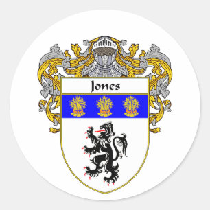Pegatina Redonda Escudo de armas de Jones Galés (cubierto)