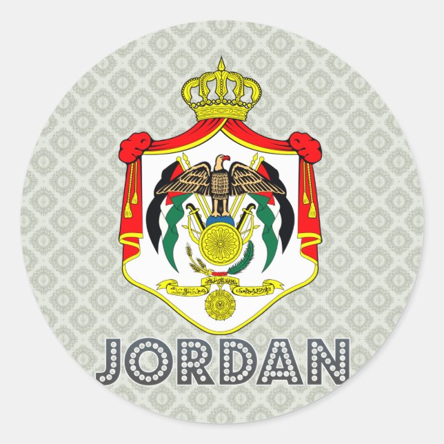 Pegatina Redonda Escudo de armas de Jordania (Anverso)