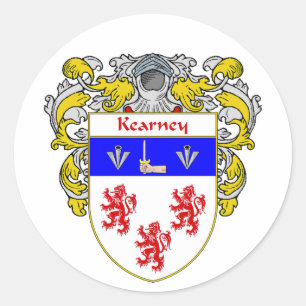 Pegatina Redonda Escudo de armas de Kearney (cubierto)