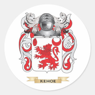 Pegatina Redonda Escudo de armas de Kehoe (escudo familiar)