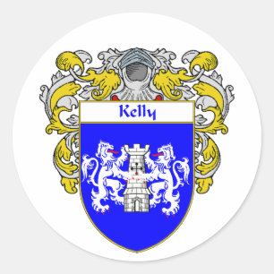 Pegatina Redonda Escudo de armas de Kelly (cubierto)