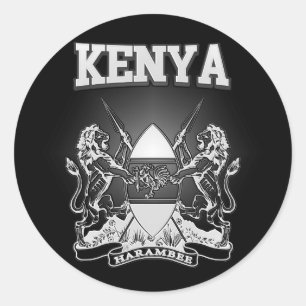 Pegatina Redonda Escudo de armas de Kenya