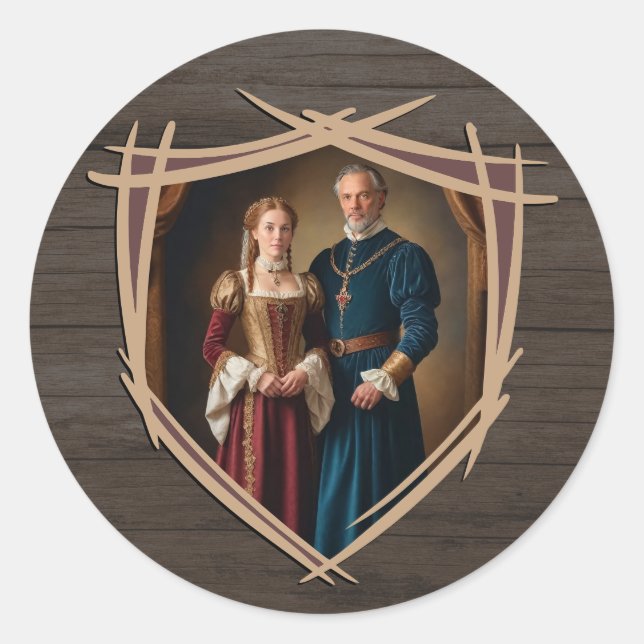 Pegatina Redonda Escudo de armas de Knight (Anverso)