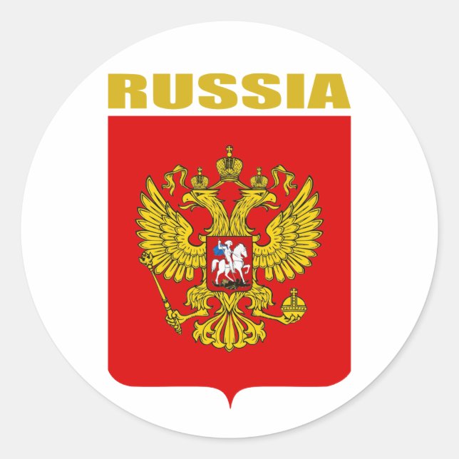 Pegatina Redonda Escudo de armas de la Federación de Rusia (Anverso)