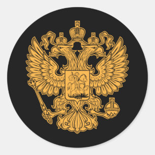 Pegatina Redonda Escudo de armas de la Federación de Rusia