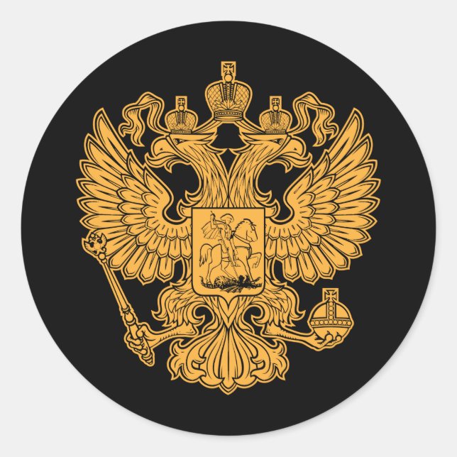 Pegatina Redonda Escudo de armas de la Federación de Rusia (Anverso)