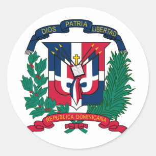 Pegatina Redonda Escudo de armas de la República Dominicana