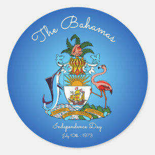 Pegatina Redonda Escudo de armas de las Bahamas