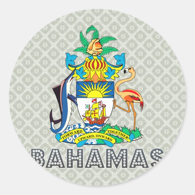 Pegatina Redonda Escudo de armas de las Bahamas (Anverso)