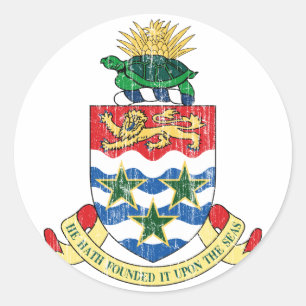 Pegatina Redonda Escudo De Armas De Las Islas Caimán
