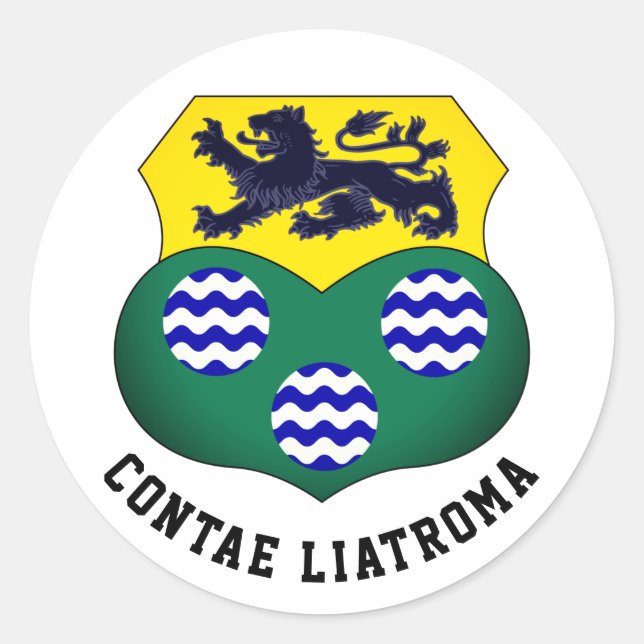 Pegatina Redonda Escudo de armas de Leitrim, Irlanda (Anverso)