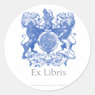 Pegatina Redonda Escudo de armas de león Ex Libris