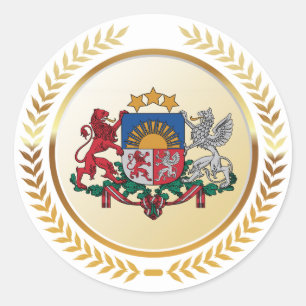 Pegatina Redonda Escudo de armas de Letonia