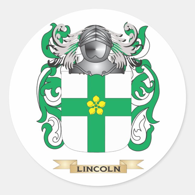 Pegatina Redonda Escudo de armas de Lincoln (escudo familiar) (Anverso)