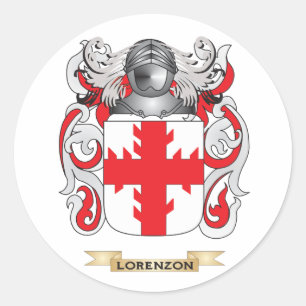 Pegatina Redonda Escudo de armas de Lorenzon (escudo de la familia)