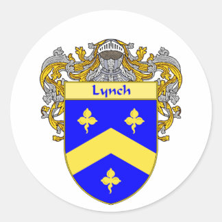 Pegatina Redonda Escudo de armas de Lynch (Mantled)